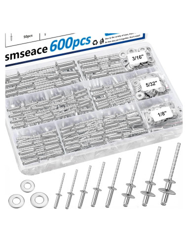 Kit de Remaches de Acero Inoxidable 600 Pcs smseace 9 Tamaños