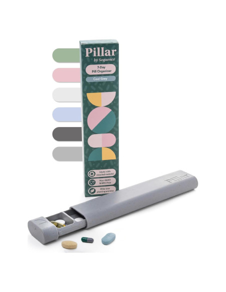 Organizador de Pastillas Pilar Secuencia 7 Días Libre de BPA Gris Frío