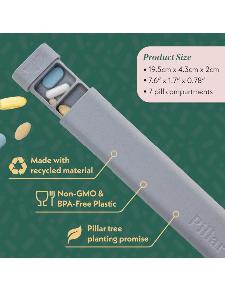 Organizador de Pastillas Pilar Secuencia 7 Días Libre de BPA Gris Frío