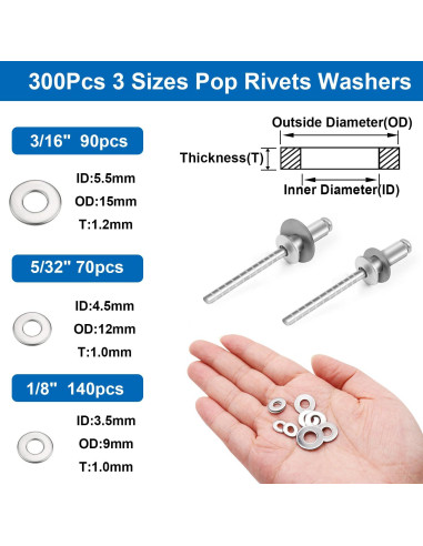 Kit de Remaches de Acero Inoxidable 600 Pcs smseace 9 Tamaños