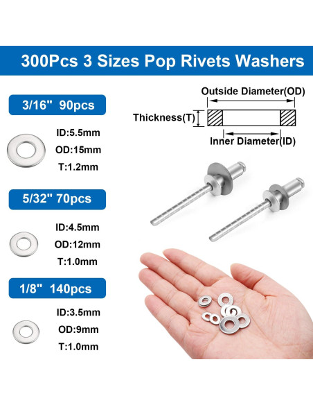Kit de Remaches de Acero Inoxidable 600 Pcs smseace 9 Tamaños