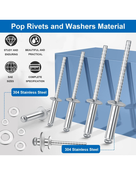 Kit de Remaches de Acero Inoxidable 600 Pcs smseace 9 Tamaños