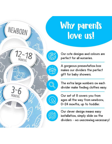 Divisores de Armario para Bebés Elle con Amor - Juego de 8