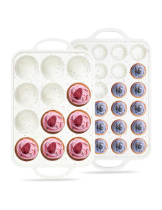 Juego de Moldes para Cupcakes AOTASO 12 y 24 Tazas Silicona