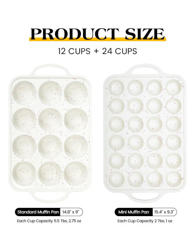 Juego de Moldes para Cupcakes AOTASO 12 y 24 Tazas Silicona