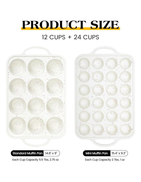 Juego de Moldes para Cupcakes AOTASO 12 y 24 Tazas Silicona