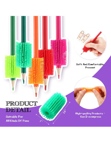 Chivao 25 Pcs Agarre Suave para Lápices de Silicona Colorido