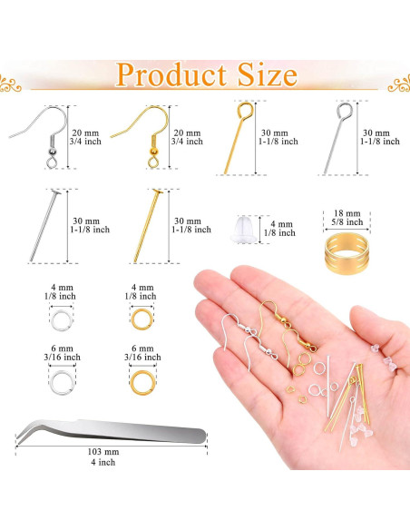 Kit de Fabricación de Pendientes Modacraft 2000 Piezas Hipoalergénico