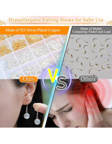 Kit de Fabricación de Pendientes Modacraft 2000 Piezas Hipoalergénico