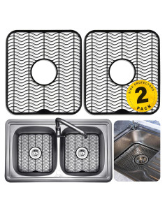 DecorRack 2 Protectores de Fregadero de Cocina 30x28 cm Negro
