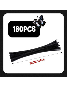 180 Limpiadores de Tubos Chenille Negros SHWAKK 30 cm Manualidades 2