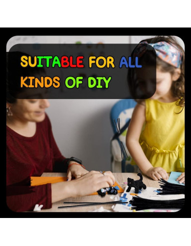 180 Limpiadores de Tubos Chenille Negros SHWAKK 30 cm Manualidades