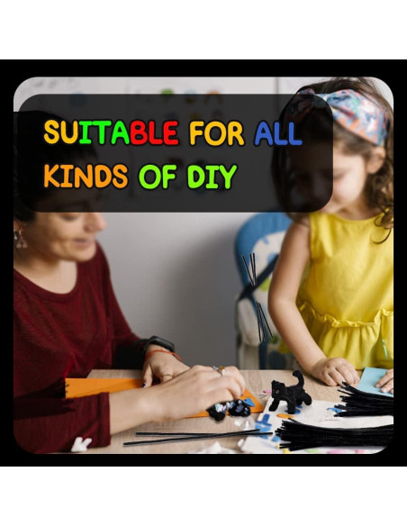 180 Limpiadores de Tubos Chenille Negros SHWAKK 30 cm Manualidades