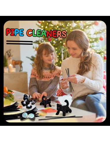 180 Limpiadores de Tubos Chenille Negros SHWAKK 30 cm Manualidades