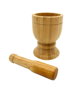 Mortero y Maja de Bambú IMUSA Pequeño 2 Piezas Natural
