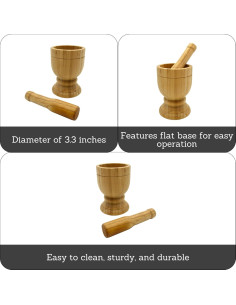 Mortero y Maja de Bambú IMUSA Pequeño 2 Piezas Natural 2