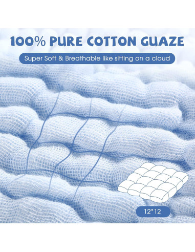 Paños de Baño para Bebés MUKIN - 6 Unidades 30x30 cm Algodón Azul