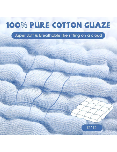 Paños de Baño para Bebés MUKIN - 6 Unidades 30x30 cm Algodón Azul