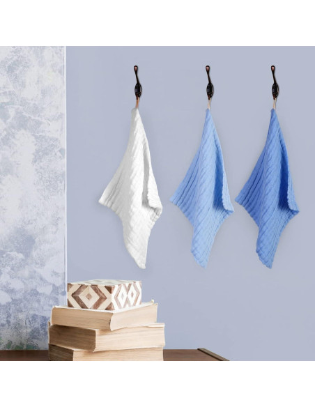 Paños de Baño para Bebés MUKIN - 6 Unidades 30x30 cm Algodón Azul