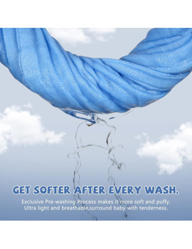 Paños de Baño para Bebés MUKIN - 6 Unidades 30x30 cm Algodón Azul