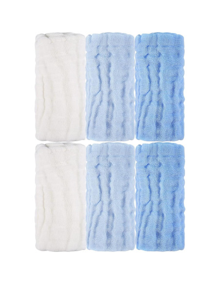 Paños de Baño para Bebés MUKIN - 6 Unidades 30x30 cm Algodón Azul