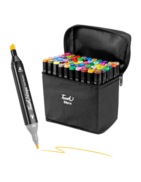 Marcadores de Dibujo GCVOPTON 60 Colores Doble Punta