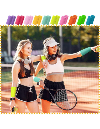 Muñequera Deportiva Lenwen 20 Pcs Algodón Colorido 15x8 cm