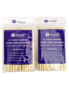 Palitos de Madera de Bambú KingSeal para Manzanas de Caramelo - 100 Unidades