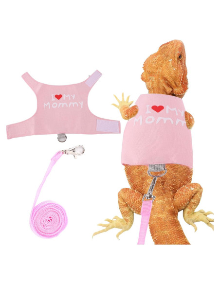 Arnés Ajustable para Dragón Barbudo WEVONIGU con Correa Rosa