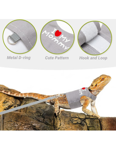 Arnés Ajustable para Dragón Barbudo WEVONIGU con Correa Rosa