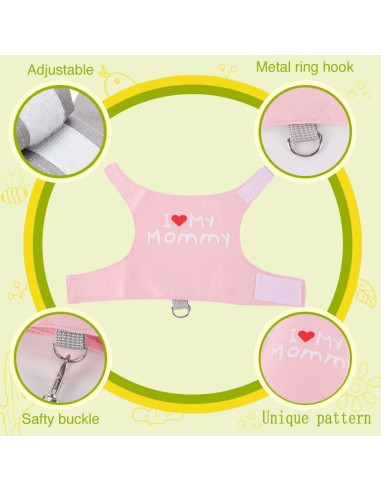 Arnés Ajustable para Dragón Barbudo WEVONIGU con Correa Rosa