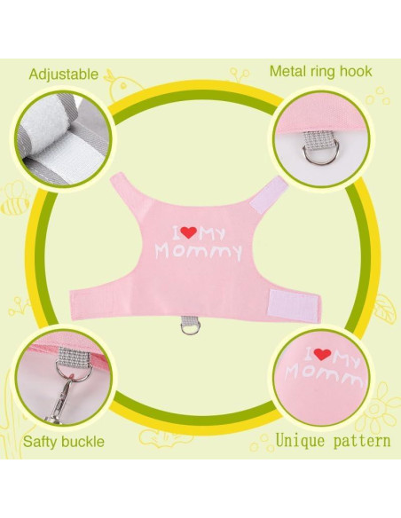 Arnés Ajustable para Dragón Barbudo WEVONIGU con Correa Rosa