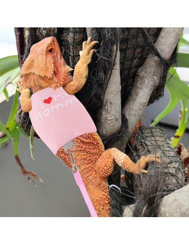 Arnés Ajustable para Dragón Barbudo WEVONIGU con Correa Rosa