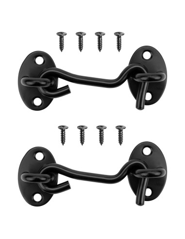 Cierre de Gancho y Ojo Tsinc 3" Negro Acero Inoxidable