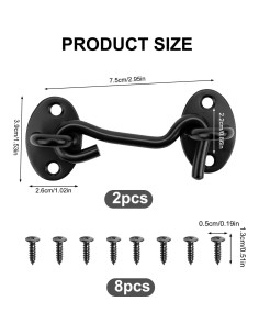 Cierre de Gancho y Ojo Tsinc 3" Negro Acero Inoxidable 2