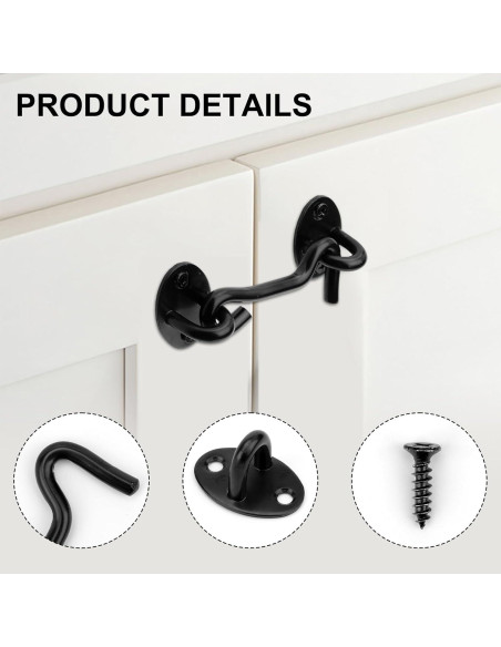 Cierre de Gancho y Ojo Tsinc 3" Negro Acero Inoxidable