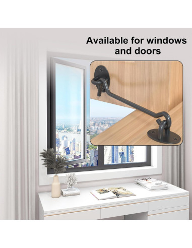 Cierre de Gancho y Ojo Tsinc 3" Negro Acero Inoxidable