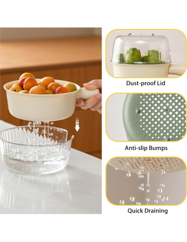 Juego de Coladores Pequeños Iensen 2 Piezas Beige 20.1x15.2 cm