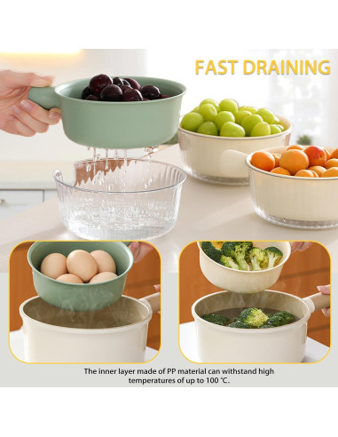 Juego de Coladores Pequeños Iensen 2 Piezas Beige 20.1x15.2 cm