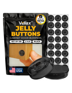 128 Topes de Puerta de Gabinete Silicona Negra Vellax
