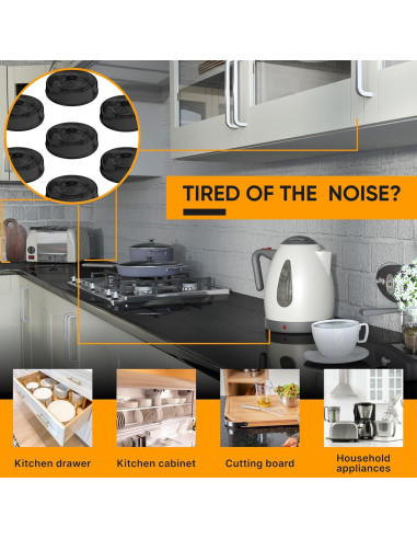 128 Topes de Puerta de Gabinete Silicona Negra Vellax