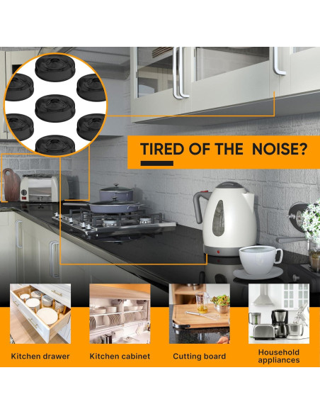 128 Topes de Puerta de Gabinete Silicona Negra Vellax