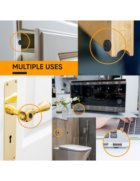 128 Topes de Puerta de Gabinete Silicona Negra Vellax