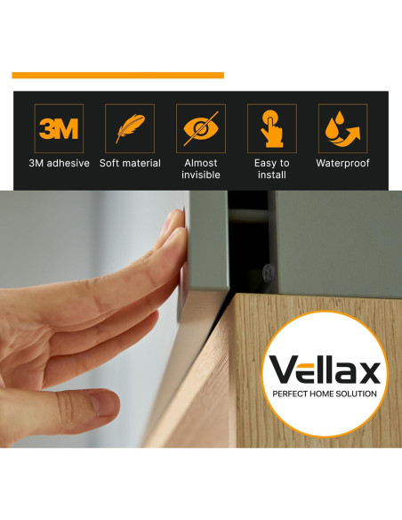 128 Topes de Puerta de Gabinete Silicona Negra Vellax