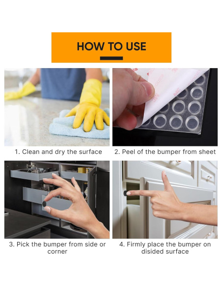 128 Topes de Puerta de Gabinete Silicona Negra Vellax