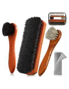 Juego de 4 cepillos para zapatos Pylevemv - Pelo de caballo