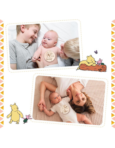 Marcador de Hitos Mensuales Winnie Baby HOUISM - 8 Discos de Madera