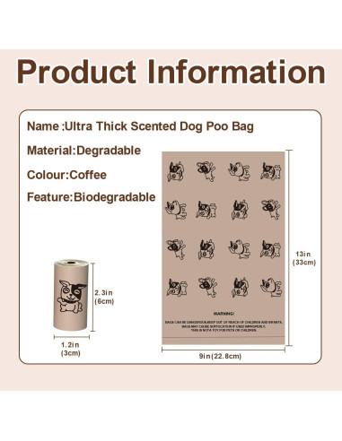 Bolsas Biodegradables para Perros RMancipate - 120 Unidades Aroma Café