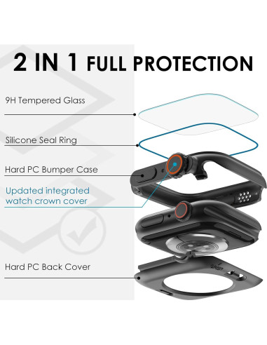 Carcasa Protectora Fullife 2 en 1 para Apple Watch 40mm Negra