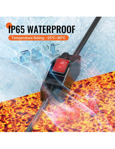 Cable de Extensión 0.61 m Joinfworld con Interruptor Impermeable